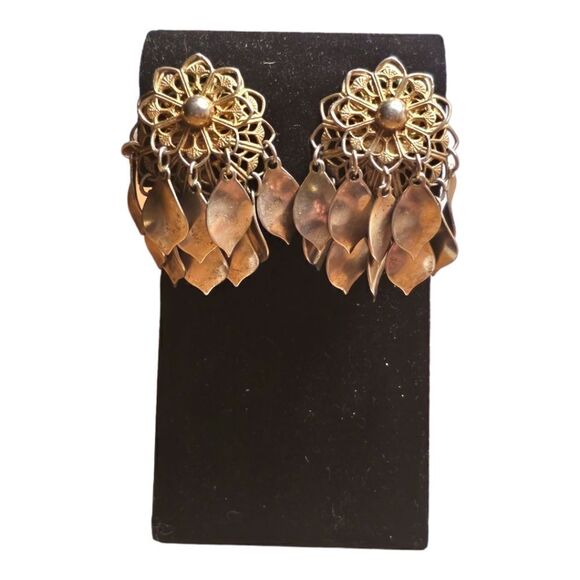 Vintage Boho Leaf Tassel Dreamcatcher Earrings - Picture 9 of 9